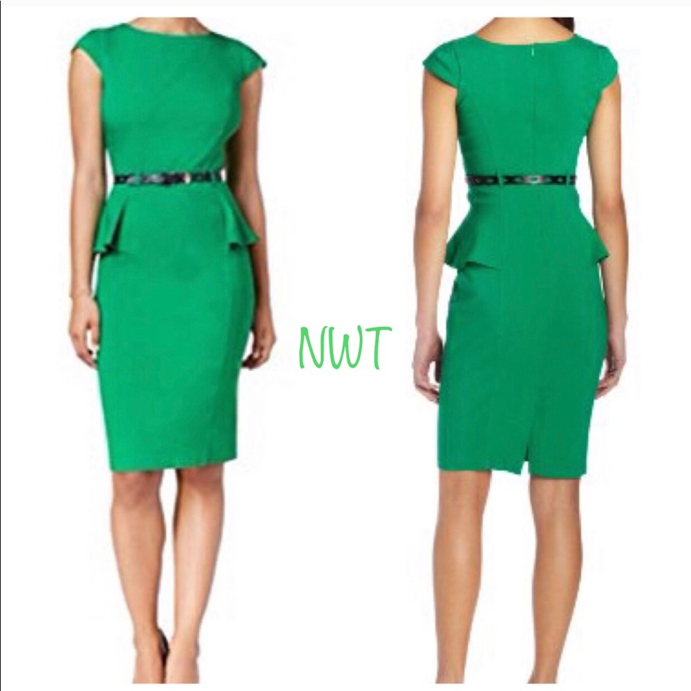 🔥FINAL PRICE NWT XOXO Green Belted peplum Dress👗